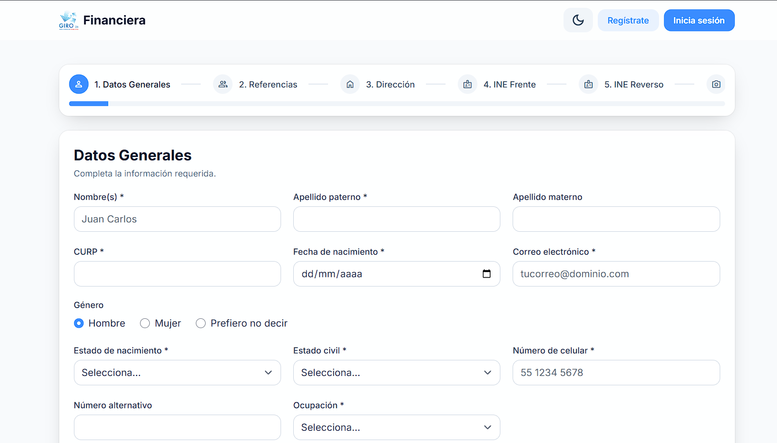 App o portal web móvil para solicitudes en línea